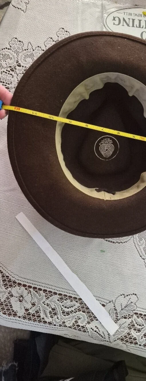 ​Dorfman Pacific Vintage 90s WOOL  Felt Fedora Hat Outback Wide Brim Brown S/M